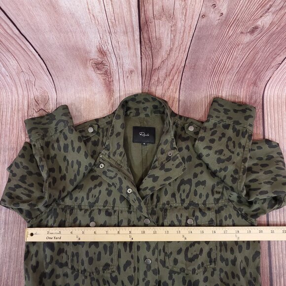 Rails Womens XS Collins Green Leopard Utility Military Jacket Linen Blend Safari - Picture 15 of 16